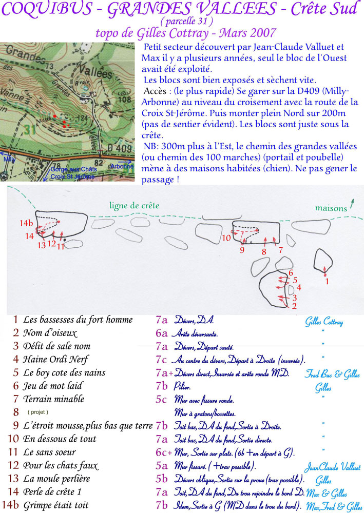  [ Topo Coquibus, sector Grandes Vallées by Gilles Cottray ] 